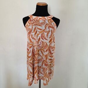 Rachel Zoe Paisley Sleeveless Flowy Linen Blend Top Size 2X